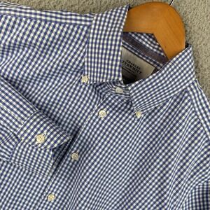Charles Tyrwhitt Shirt Mens 16.7/33 Blue Gingham Check Extra Slim Fit Non-Iron